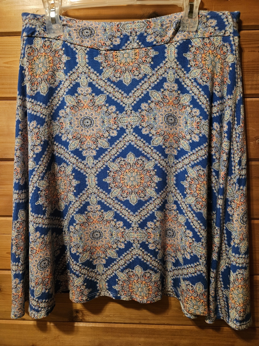 Renee C. | Blue and Orange Paisley Print Skirt | Size XL